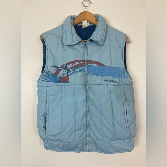 Golden Breed Other - Vintage Golden Breed Surf Wear Vest Jacket Puffer SZ Med Oversized Hang Ten 70s